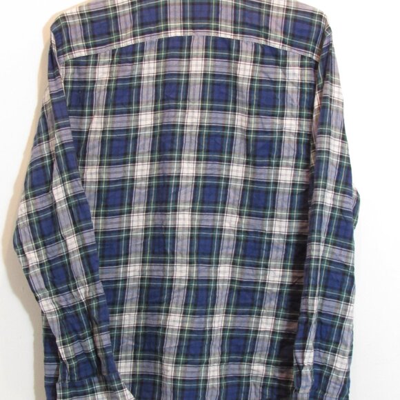 UNTUCKit Shirt Button Up Blue Grey Flannel Plaid Cotton Long Sleeves Sz. Large - Picture 10 of 10